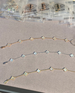 Van Cleef & Arpels Alhambra Mini 6-Motif Bracelet in White Mother-of-Pearl