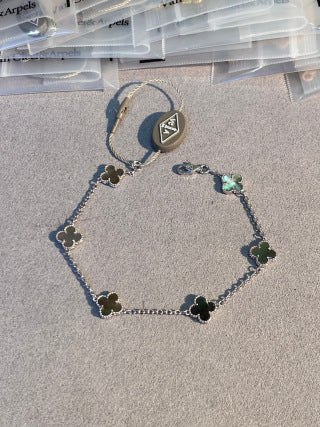 Van Cleef & Arpels Alhambra Mini 6-Motif Bracelet in Grey Mother-of-Pearl