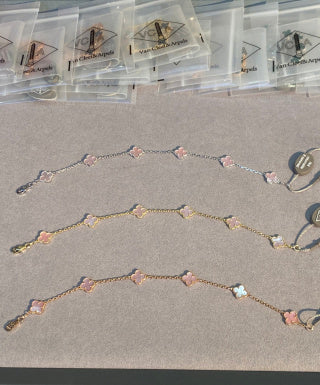 Van Cleef & Arpels Alhambra Mini 6-Motif Bracelet in Pink Mother-of-Pearl