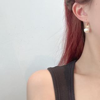 Chanel Organic Pearl Drop Hoop Earrings