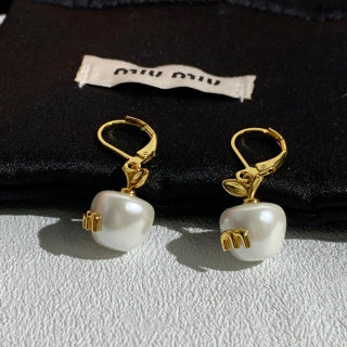 Chanel Organic Pearl Drop Hoop Earrings
