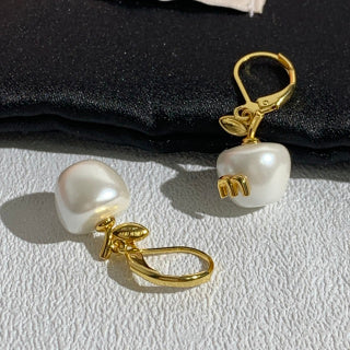 Chanel Organic Pearl Drop Hoop Earrings