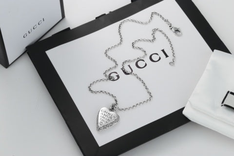 Gucci Engraved Heart Logo Pendant Necklace
