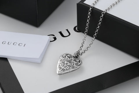Gucci Engraved Heart Logo Pendant Necklace