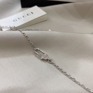 Gucci GG Mini Shield Pendant Silver Chain Necklace
