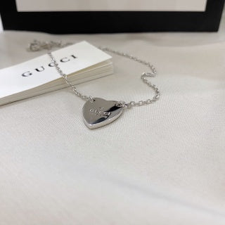 Gucci GG Mini Shield Pendant Silver Chain Necklace