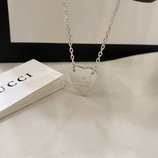 Gucci GG Mini Shield Pendant Silver Chain Necklace