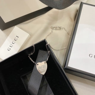 Gucci GG Mini Shield Pendant Silver Chain Necklace