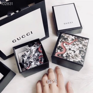 Gucci Interlocking G Floral Crystal Open Ring