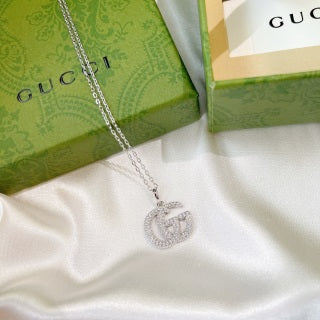 Gucci Interlocking G Pavé Pendant Necklace