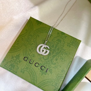 Gucci Interlocking G Pavé Pendant Necklace