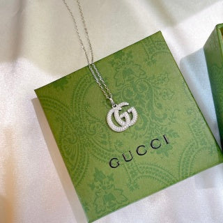Gucci Interlocking G Pavé Pendant Necklace