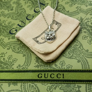 Gucci Interlocking G Lion Head Pendant Necklace