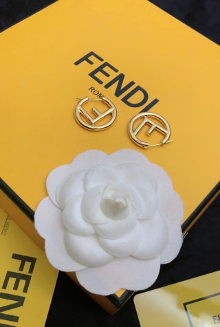 Fendi Aurelia FF Circle Emblem Stud Earrings