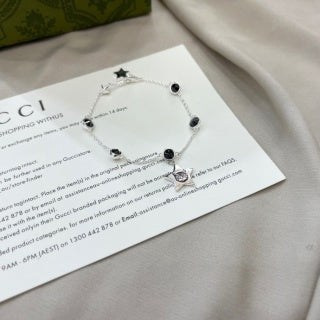 Gucci Crystal Horsebit Charm Chain Bracelet