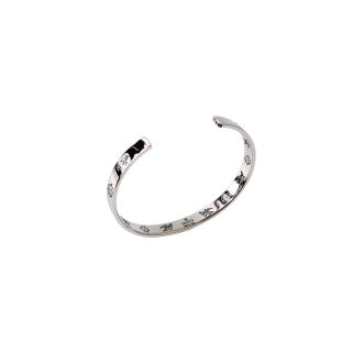 Gucci GG Engraved Open Cuff Silver Bracelet