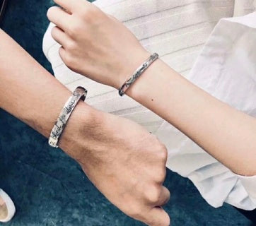 Gucci GG Engraved Open Cuff Silver Bracelet