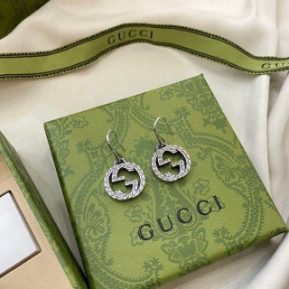 Gucci Interlocking G Crystal Hoop Drop Earrings
