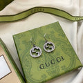 Gucci Interlocking G Crystal Hoop Drop Earrings
