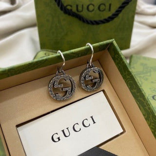 Gucci Interlocking G Crystal Hoop Drop Earrings
