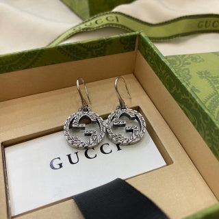 Gucci Interlocking G Crystal Hoop Drop Earrings