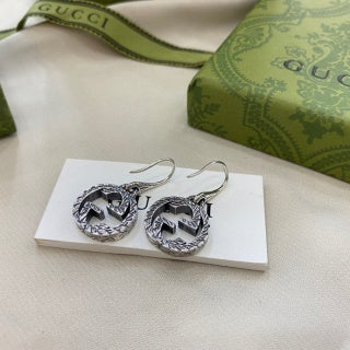 Gucci Interlocking G Crystal Hoop Drop Earrings