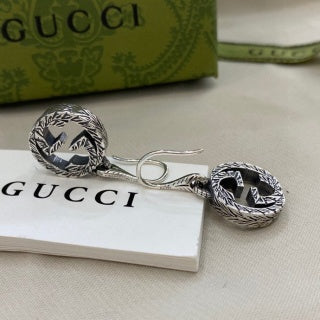 Gucci Interlocking G Crystal Hoop Drop Earrings