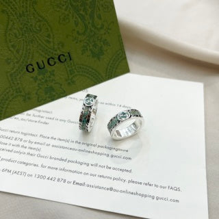 Gucci GG Crystal Stripe Silver Ring