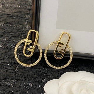 FENDI Crystal Circle Link Drop Earrings