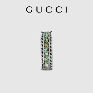 Gucci Interlocking G Green Texture Engraved Band Ring