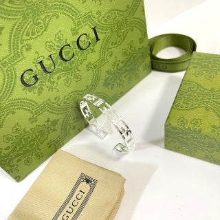 Gucci GG Interlocking Open Cuff Silver Bracelet