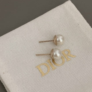 Dior Lacework Pearl Medallion Stud Earrings