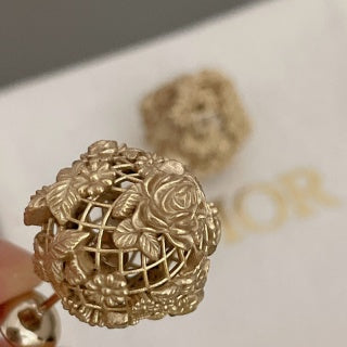 Dior Lacework Pearl Medallion Stud Earrings
