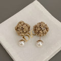 Dior Lacework Pearl Medallion Stud Earrings