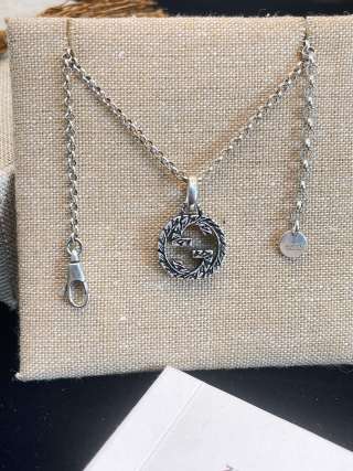 Gucci Interlocking G Crystal Circle Pendant Necklace