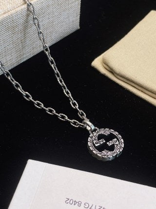 Gucci Interlocking G Crystal Circle Pendant Necklace