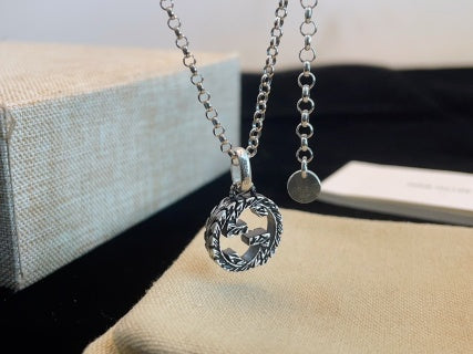 Gucci Interlocking G Crystal Circle Pendant Necklace
