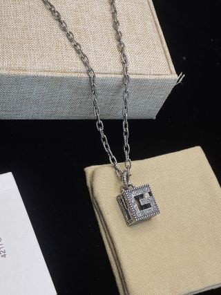 Gucci Interlocking G Square Logo Pendant Necklace
