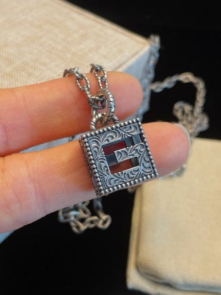 Gucci Interlocking G Square Logo Pendant Necklace