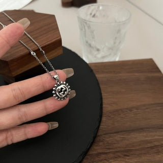 Gucci GG Floral Medallion Silver Pendant Chain Necklace