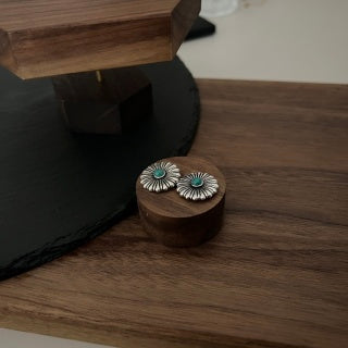 Gucci GG Floral Turquoise Accent Stud Earrings