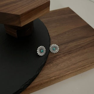 Gucci GG Floral Turquoise Accent Stud Earrings