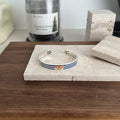Gucci GG Enamel Stripe Open Cuff Silver Bracelet