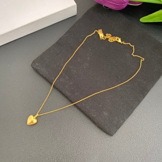 YSL Heart Charm Layered Chain Necklace