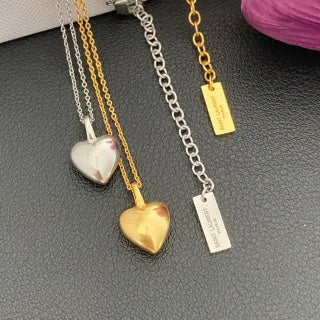 YSL Heart Charm Layered Chain Necklace