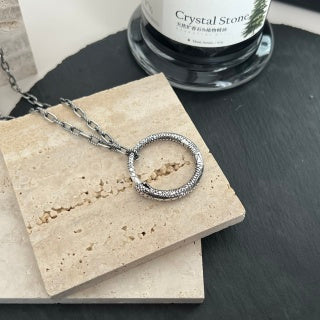Gucci GG Oval Pendant Silver Long Chain Necklace