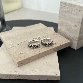 Gucci GG Vintage Engraved Hoop Stud Earrings