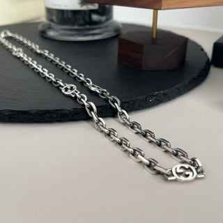 Gucci GG Interlocking Link Silver Chain Necklace