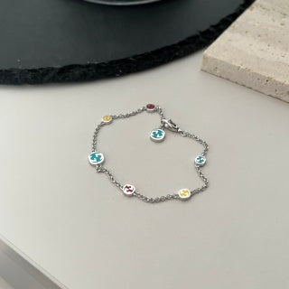 Gucci Multicolor Interlocking G Charm Chain Bracelet
