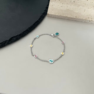 Gucci Multicolor Interlocking G Charm Chain Bracelet